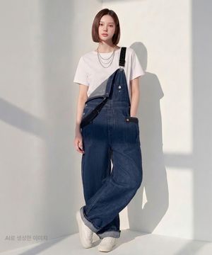 여성) 데님 포켓 워크 점프수트