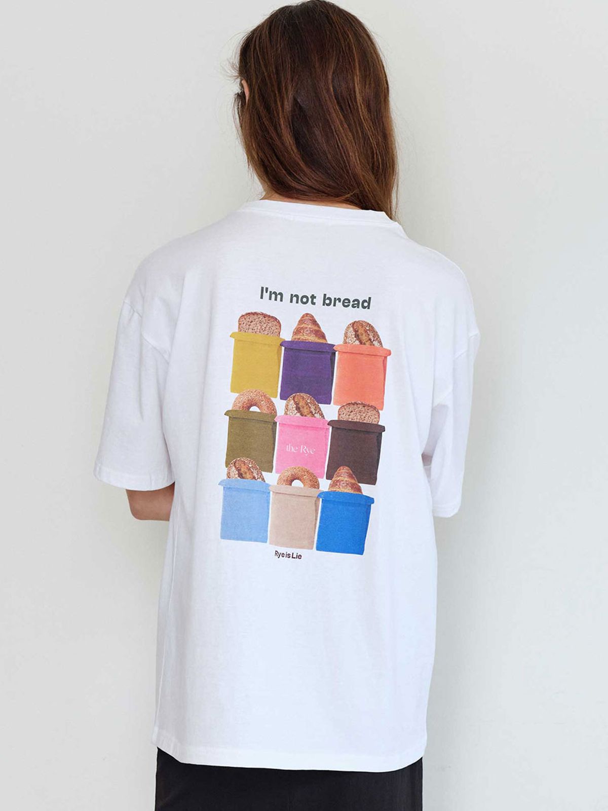 더라이(THERYE) Not Bread Graphic T-Shirt(White)