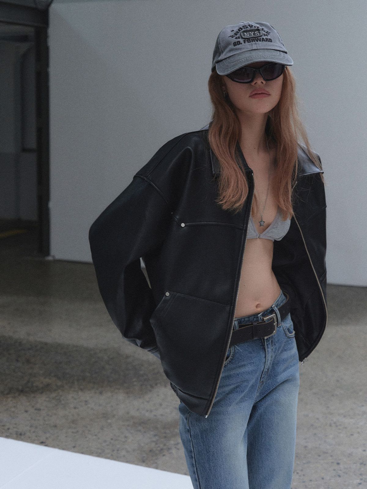 소플러(SOFLER) KAI FAUX LEATHER OVER JACKET_BLACK