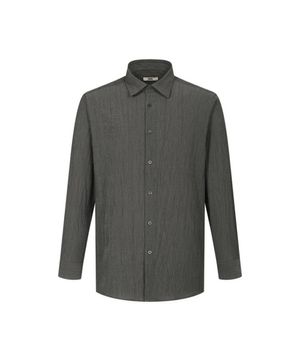 폴리혼방 플리츠 솔리드 캐주얼셔츠 레귤러핏