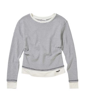 스트라이프 배색 핀턱 긴팔티셔츠 화이트