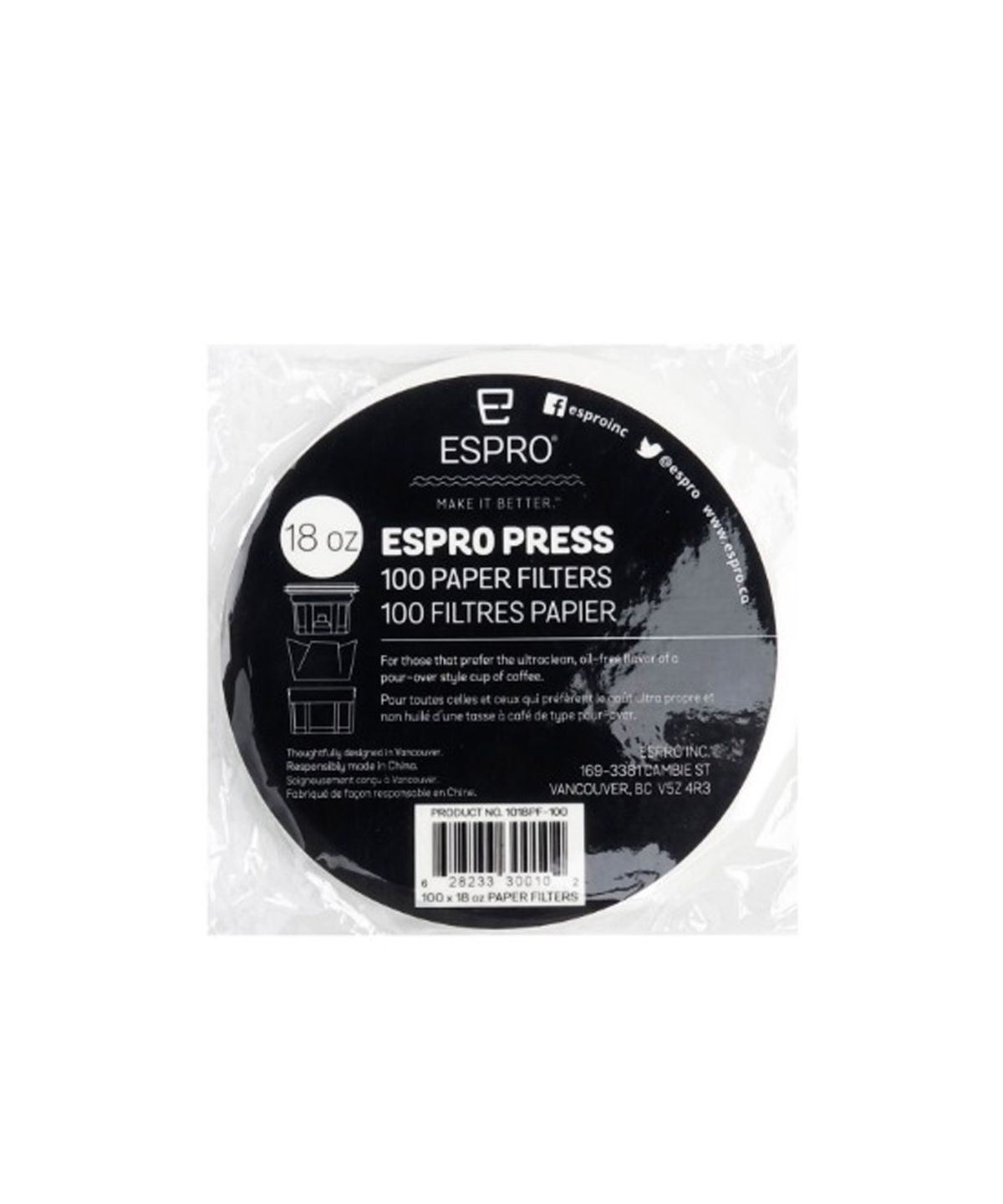에스프로(ESPRO) P7 페이퍼 커피프레스 필터 100pcs
