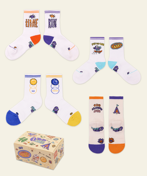 [선물세트] 쿠셔닝 키즈 크루 삭스 4개입