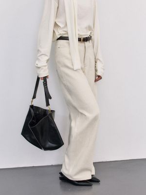 VOA CORDUROY FLEECE WIDE PANTS_IVORY