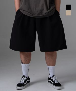 나일론 우븐 핀턱 버뮤다6부 와이드 쇼츠 팬츠