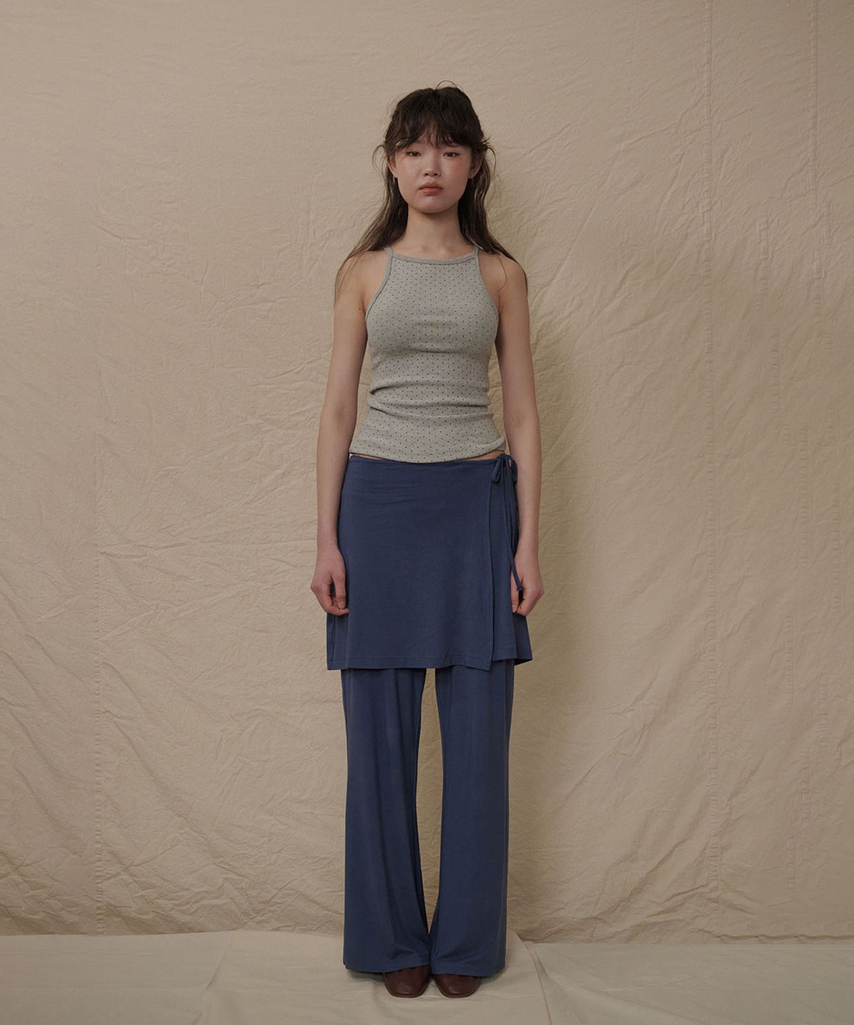 오끼뜨(OGGITT) 레이어드 랩 스커트 팬츠 딥블루