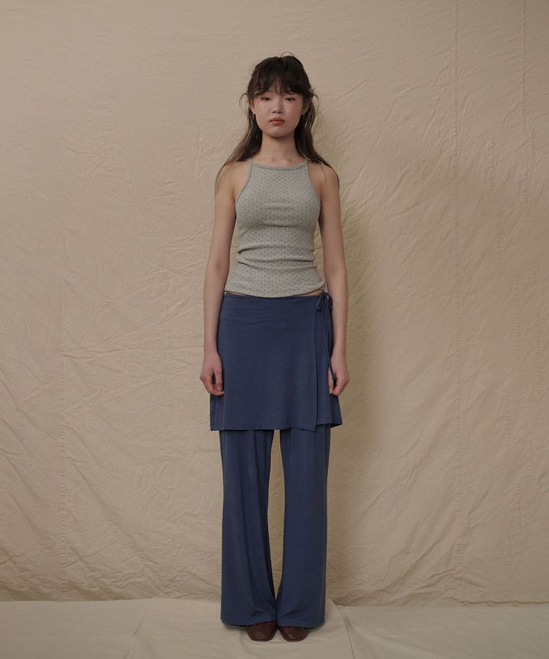 레이어드 랩 스커트 팬츠 딥블루