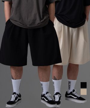 2PACK 나일론 우븐 핀턱 버뮤다6부 와이드 팬츠