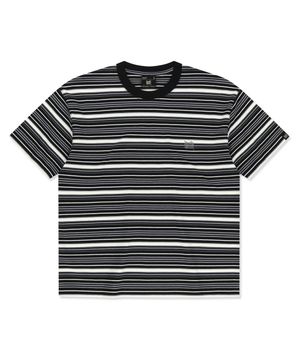 STRIPE CROP TAG TEE - BLACK