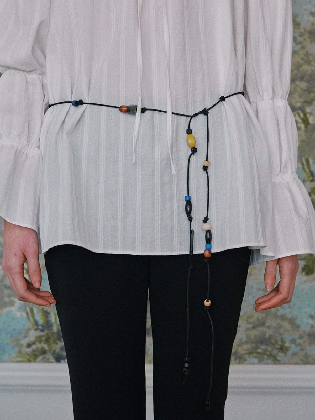 오앨(OUEL) BEADED STRING BELT_BLACK