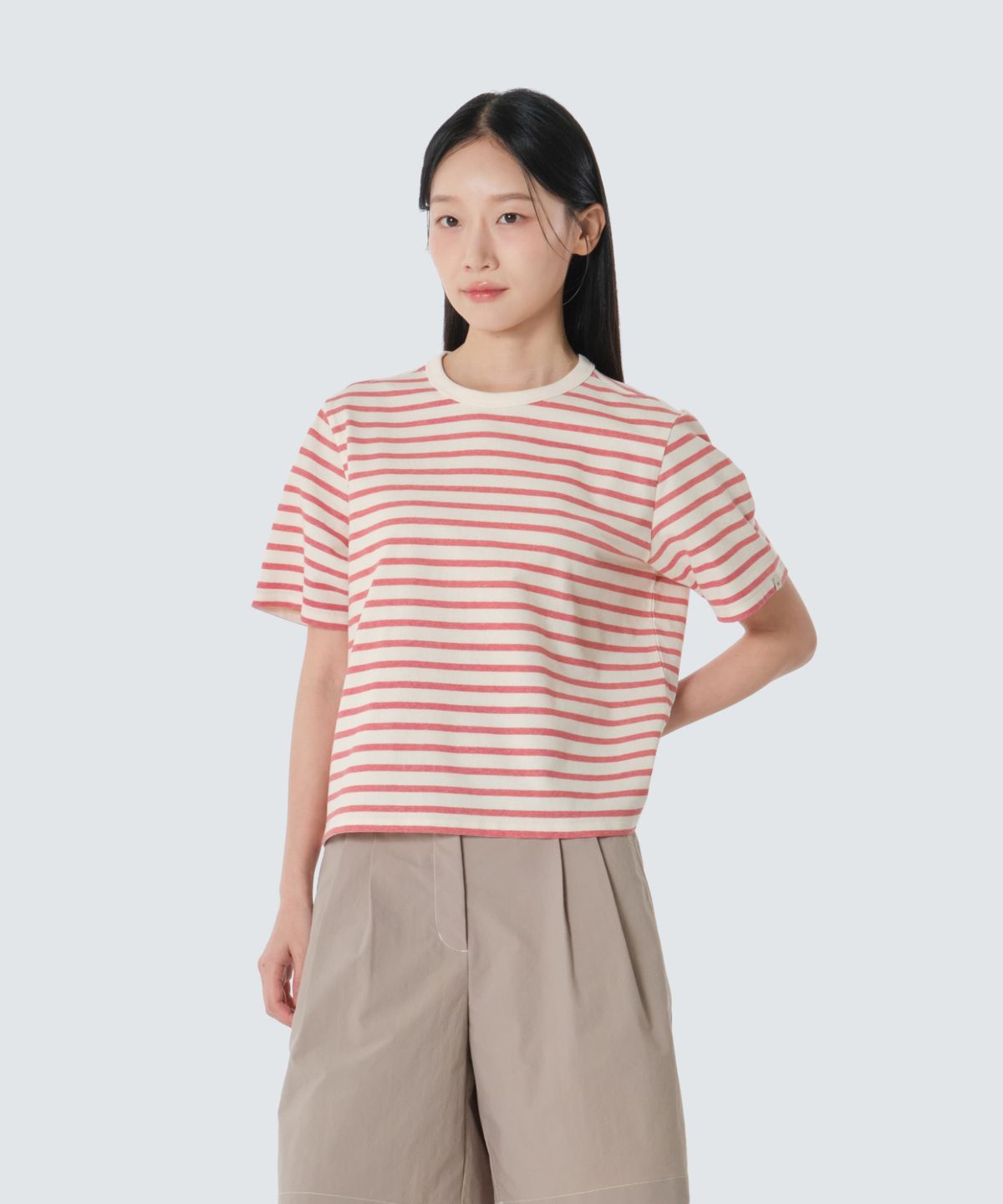 스노우피크 어패럴(SNOWPEAK APPAREL) 소로나 여성 스트라이프 반팔 티셔츠 (S26MWFTS69) Red