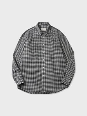 실크 노일 깅엄 더블 포켓 셔츠 (BLACK)
