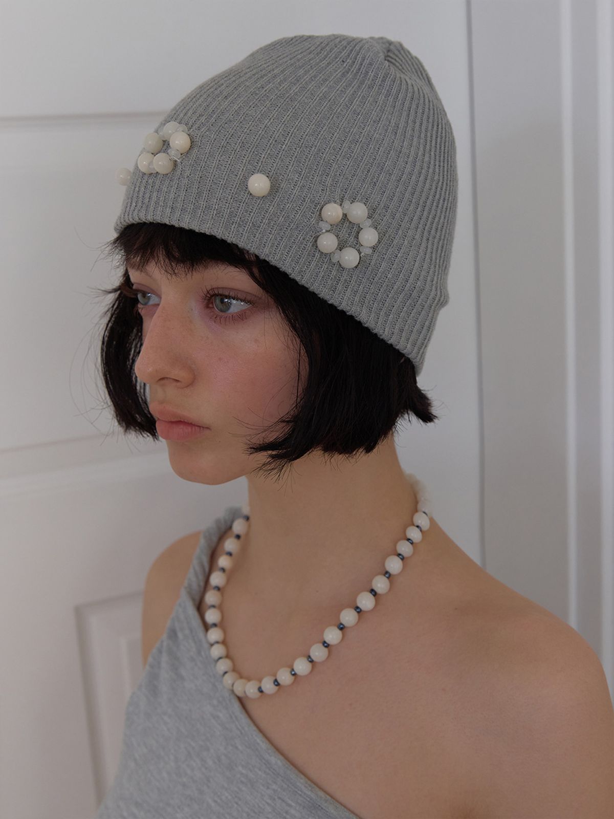 민더리(MEENDERI) ORBIT BEAD BEANIE - GREY
