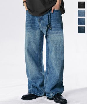 마빈 워싱 세미 와이드 데님팬츠 [ 4COLOR ]