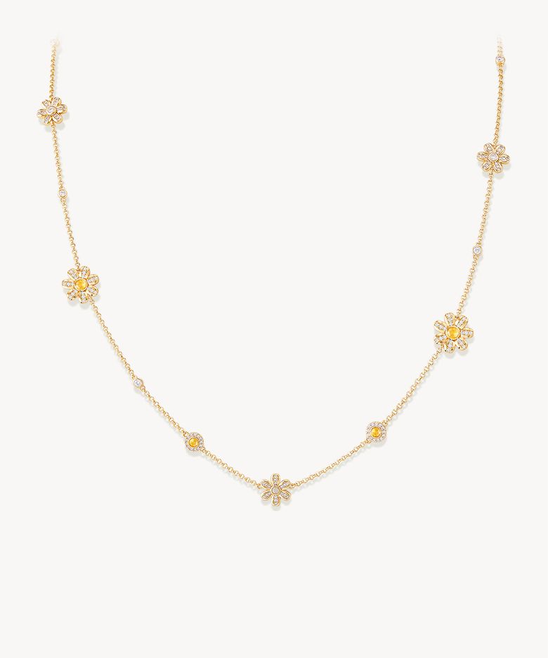 Daisy 시트린 큐빅 레이어드 체인목걸이