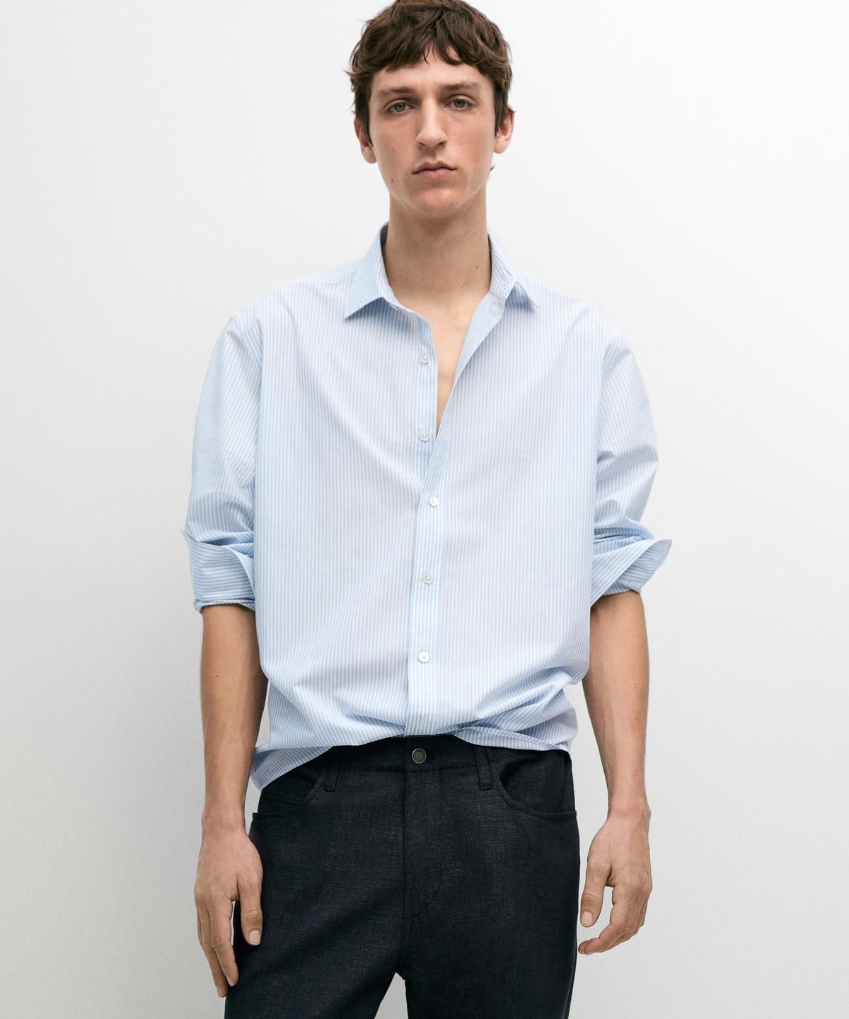 마시모두띠(MASSIMO DUTTI) 100% 코튼 스트라이프 셔츠