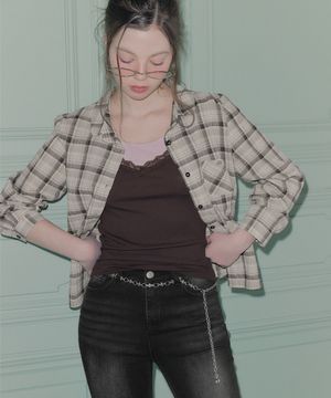 켄더 체크 셔링 슬림 긴팔 셔츠