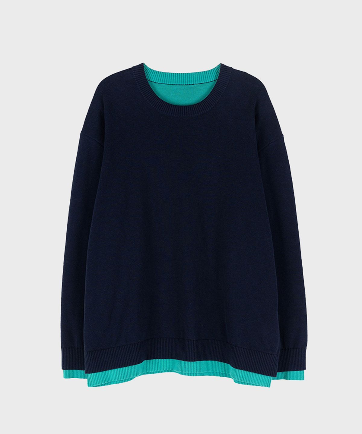 프레프(PREF) NAVY REVERSIBLE COTTON SWEATER