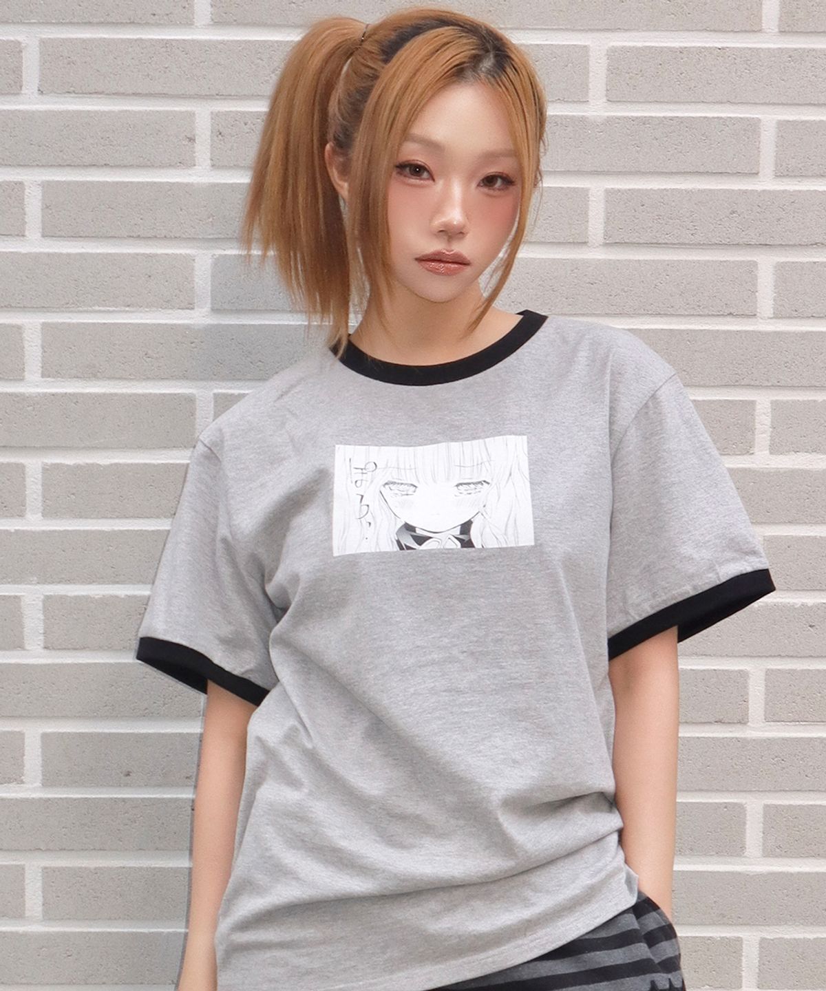 러브이즈트루(LUVISTRUE) SHUGO CHARA! RIMA RINGER TEE(GRAY)