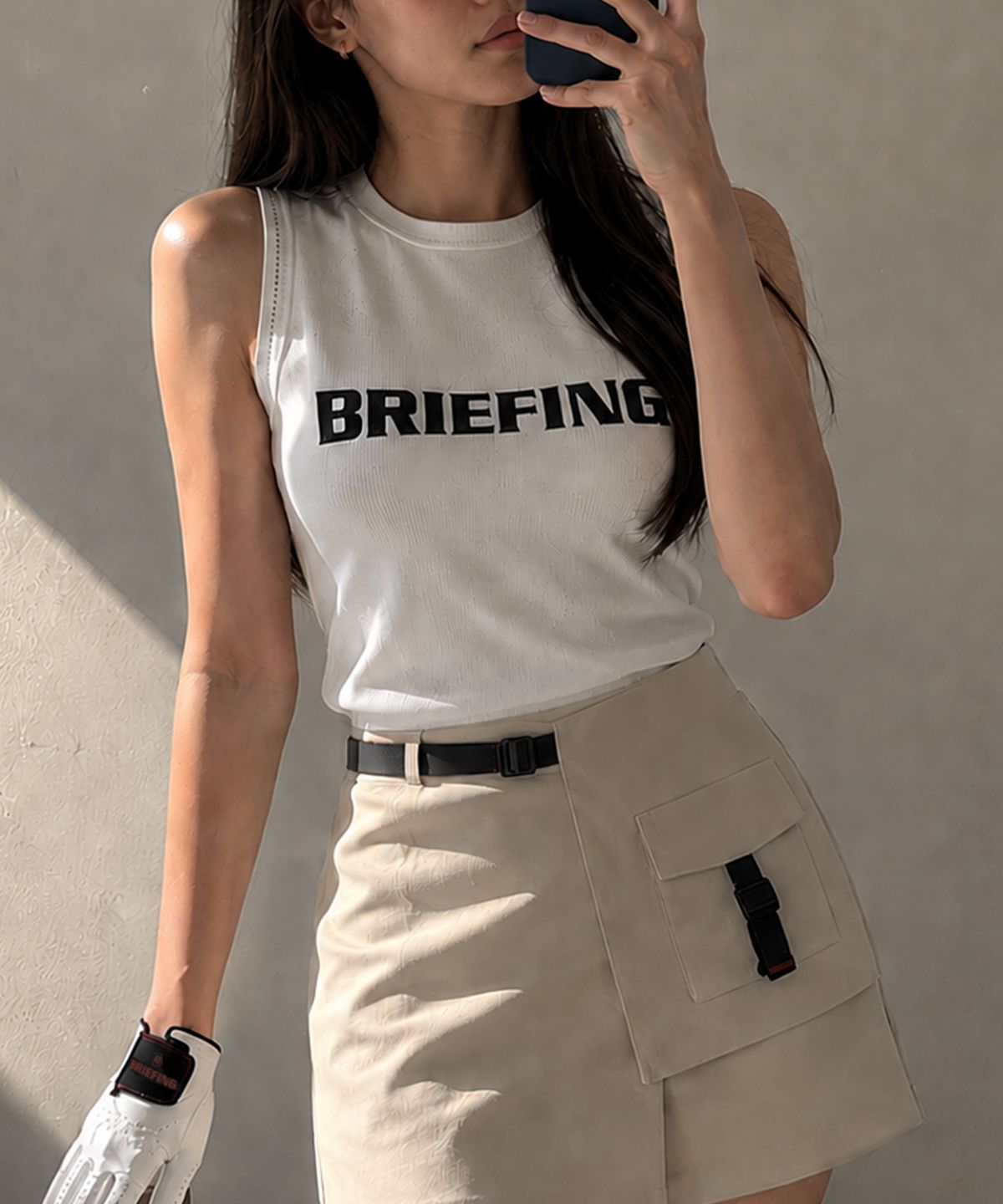 브리핑 골프(BRIEFING GOLF) 여자 카모 스웨터 베스트_화이트