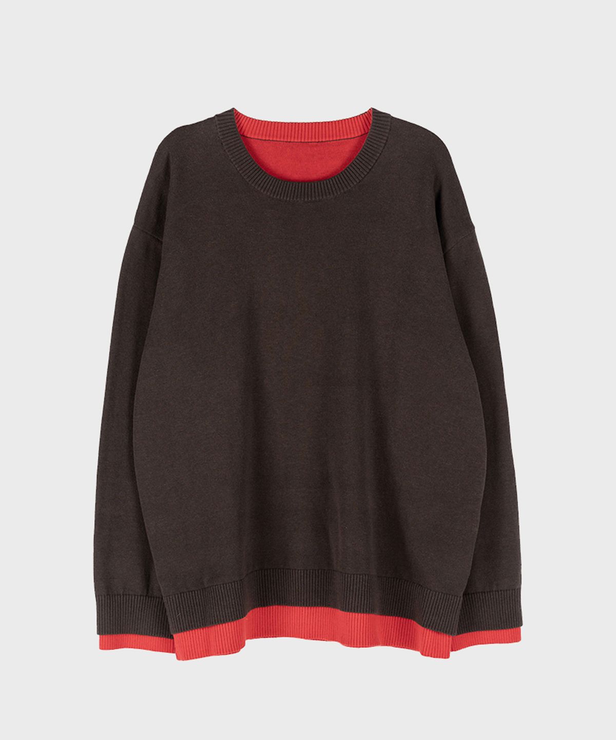 프레프(PREF) BROWN REVERSIBLE COTTON SWEATER