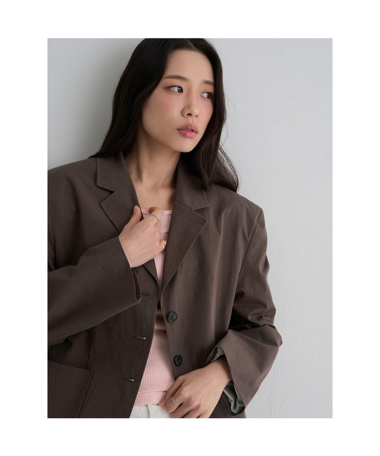 코튼 테일러드 재킷  브라운