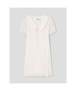 쉬폰 패턴 반팔 미니 원피스  라이트 핑크