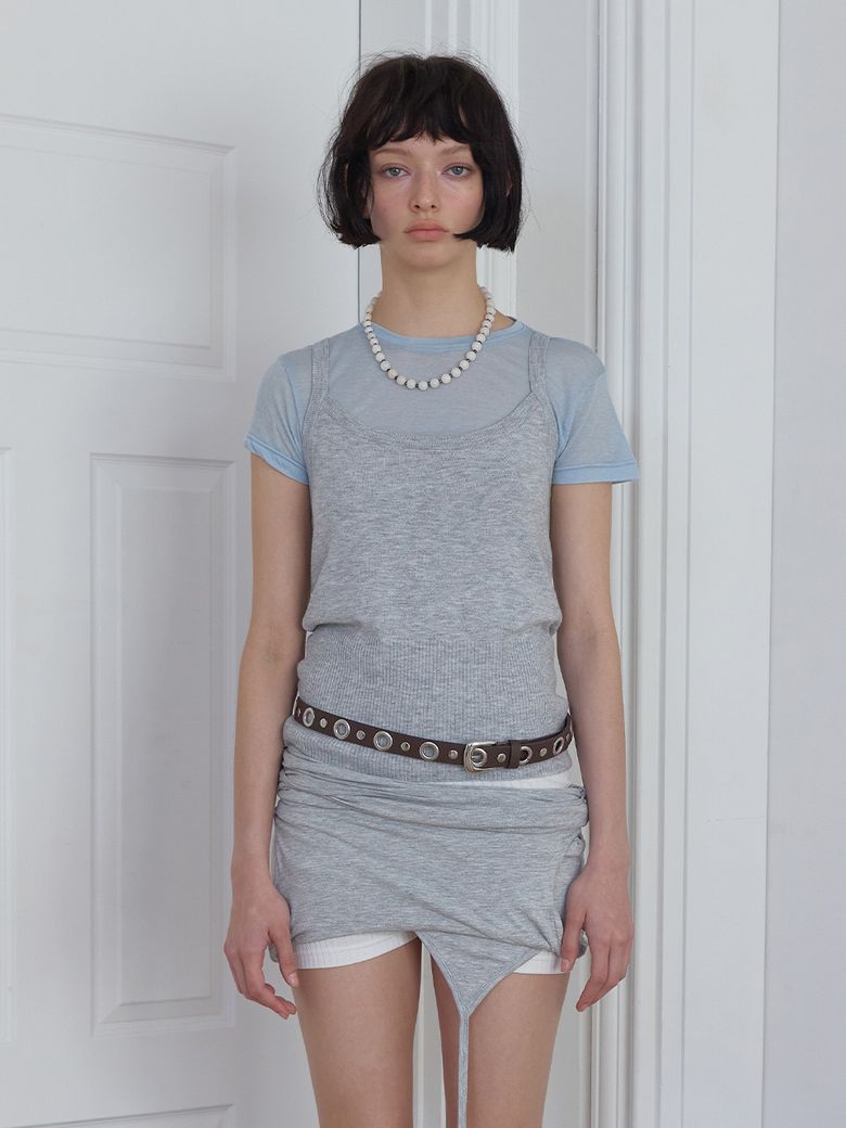 2WAY SHEER LAYERED HALF SLEEVE - GREY