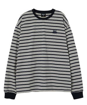 멀티 스트라이프 오버핏 롱슬리브_네이비