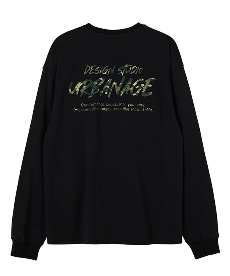 DESIGN STUDIO 로고 오버핏 롱슬리브_블랙카모