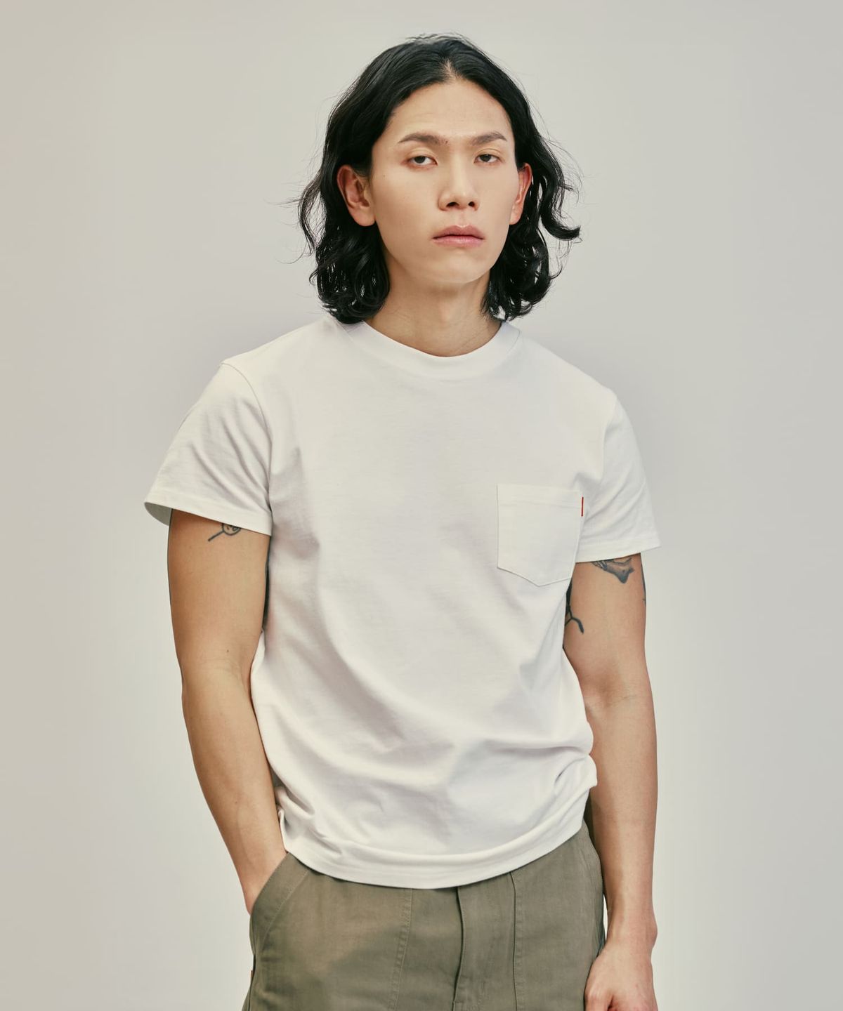 유니버셜 오버롤(UNIVERSAL OVERALL) 1950s SLIM T-SHIRT WHITE