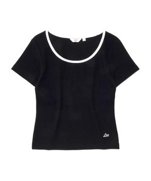 우먼 U넥 티셔츠 블랙