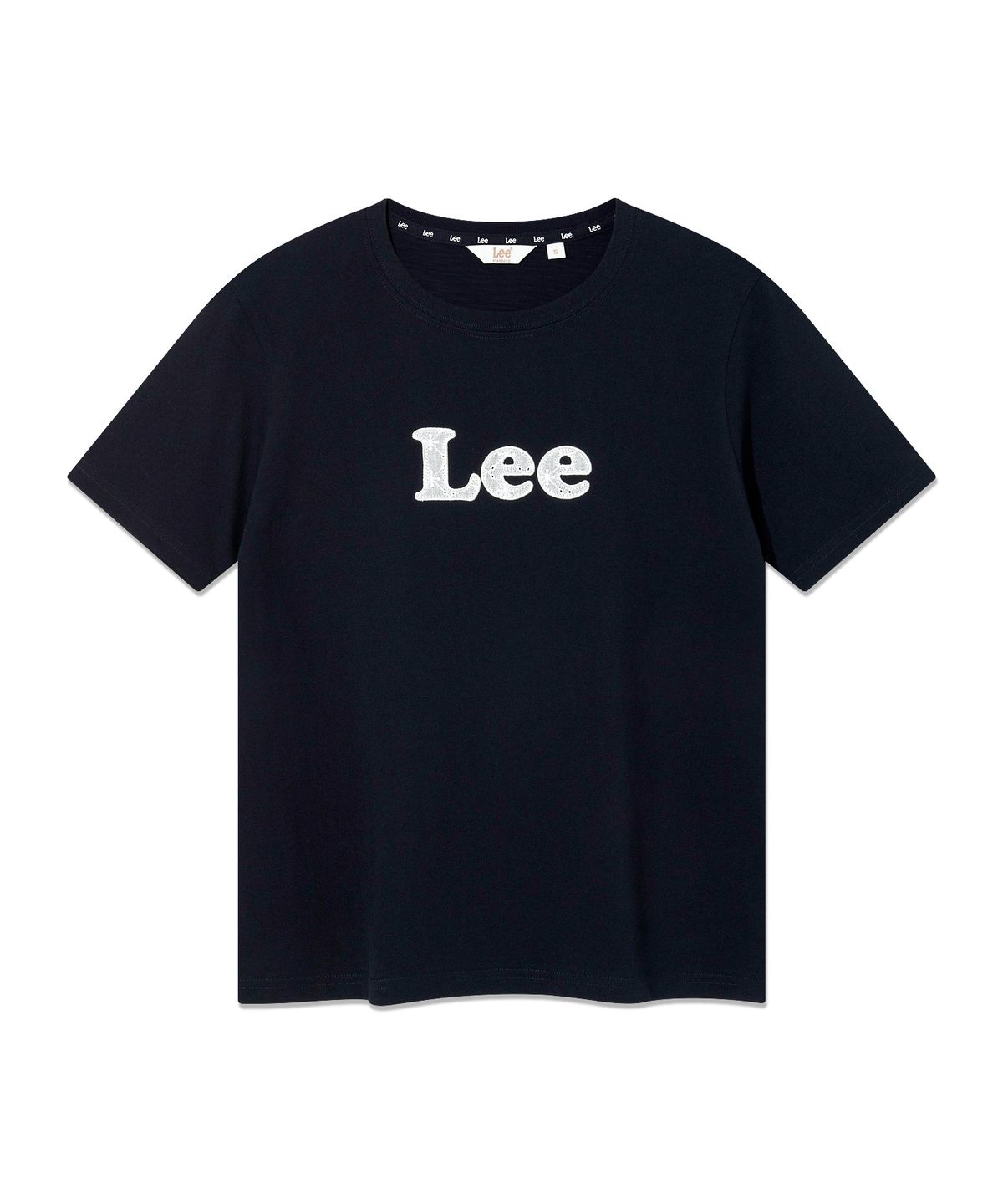 리(LEE) 우먼 레이스 아플리케 티셔츠 네이비