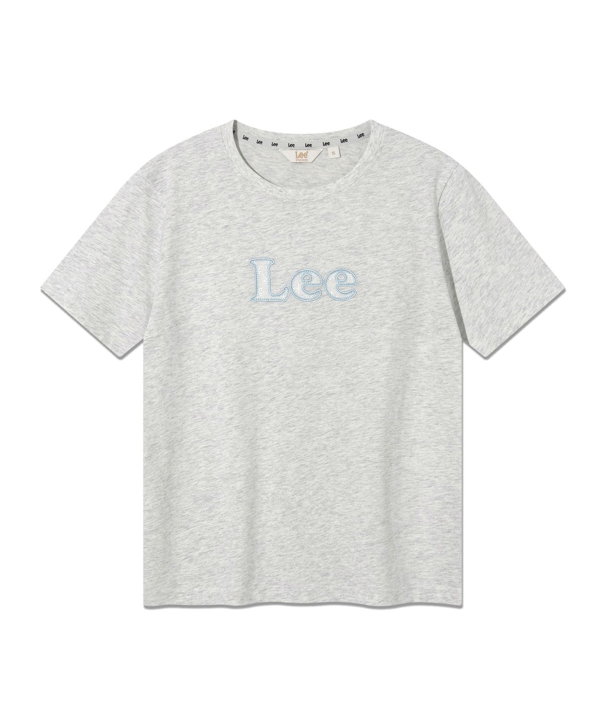 리(LEE) 우먼 레이스 아플리케 티셔츠 라이트그레이