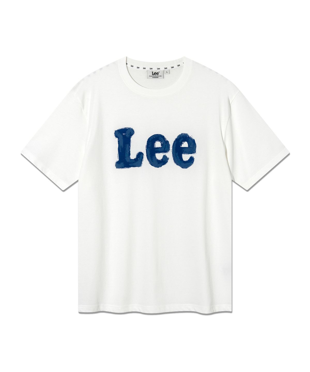 리(LEE) 브러쉬 페인팅 로고 반팔 티셔츠 화이트