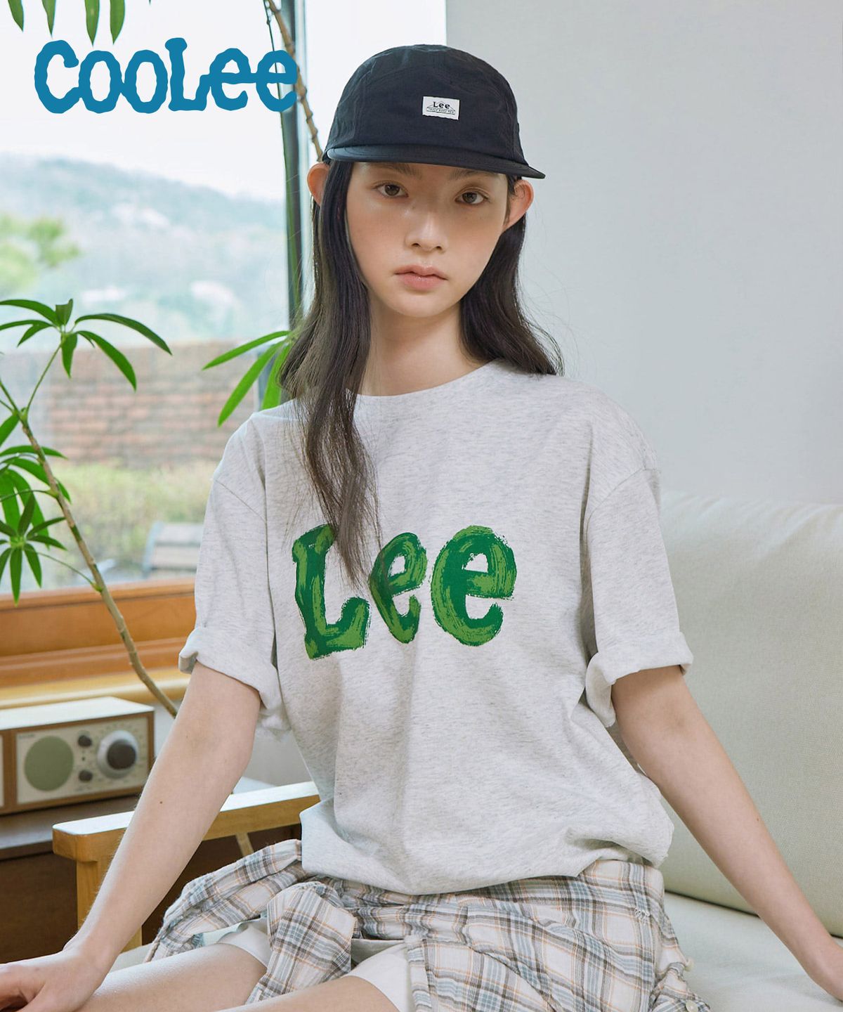 리(LEE) 브러쉬 페인팅 로고 반팔 티셔츠 라이트그레이