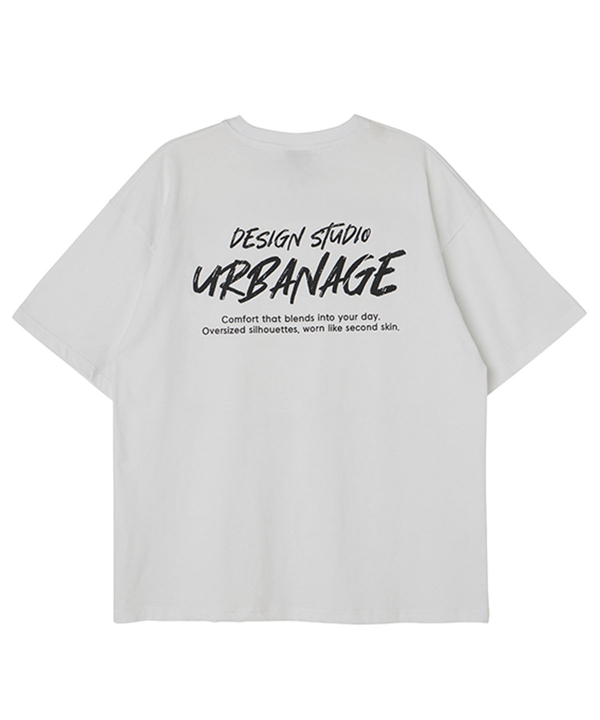 어반에이지(URBANAGE) DESIGN STUDIO 로고 오버핏 반팔_화이트