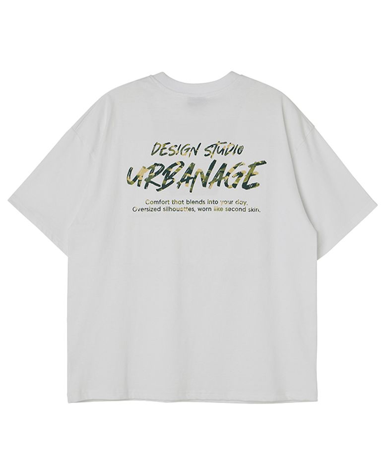 DESIGN STUDIO 로고 오버핏 반팔_화이트카모