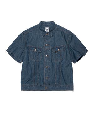 라이더스 데님 반팔 셔츠 인디고 다크