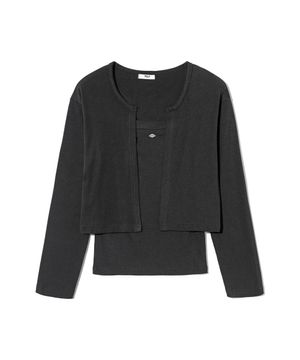 여성 베이직 앰블런 나시 가디건 세트[BLACK](UC3GDC1)