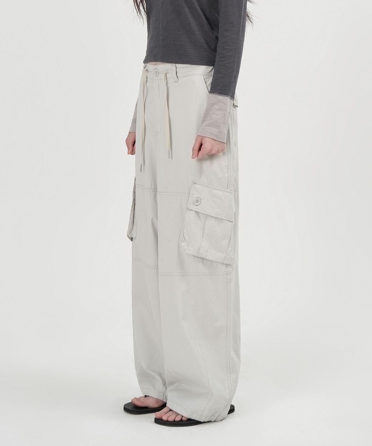 토피 우먼(TOFFEE WOMEN) W 카고 포켓 코튼 팬츠 (GREY)