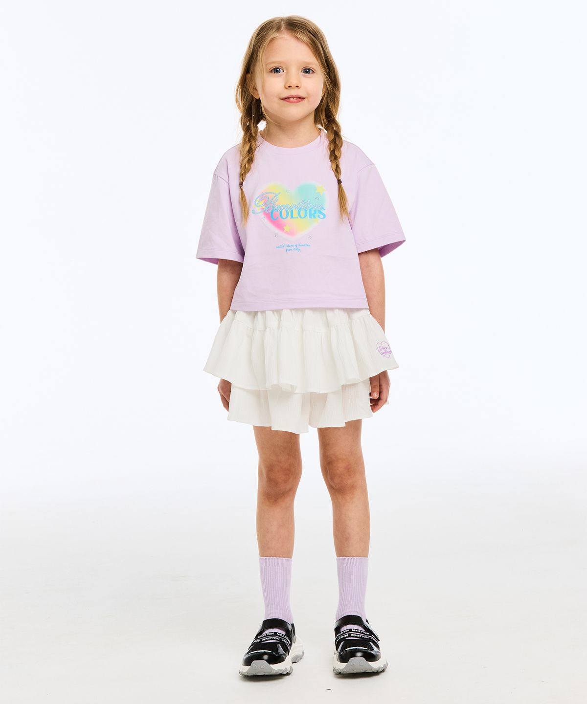 베네통키즈(BENETTONKIDS) [Online Exclusive] 썸머 티어드 스커트 팬츠_QASP03631WH