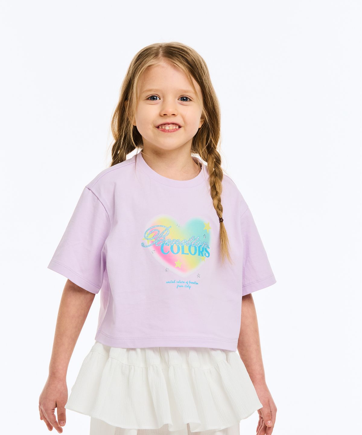 베네통키즈(BENETTONKIDS) [Online Exclusive] 썸머 5부 크롭 티셔츠_QATS24631LV