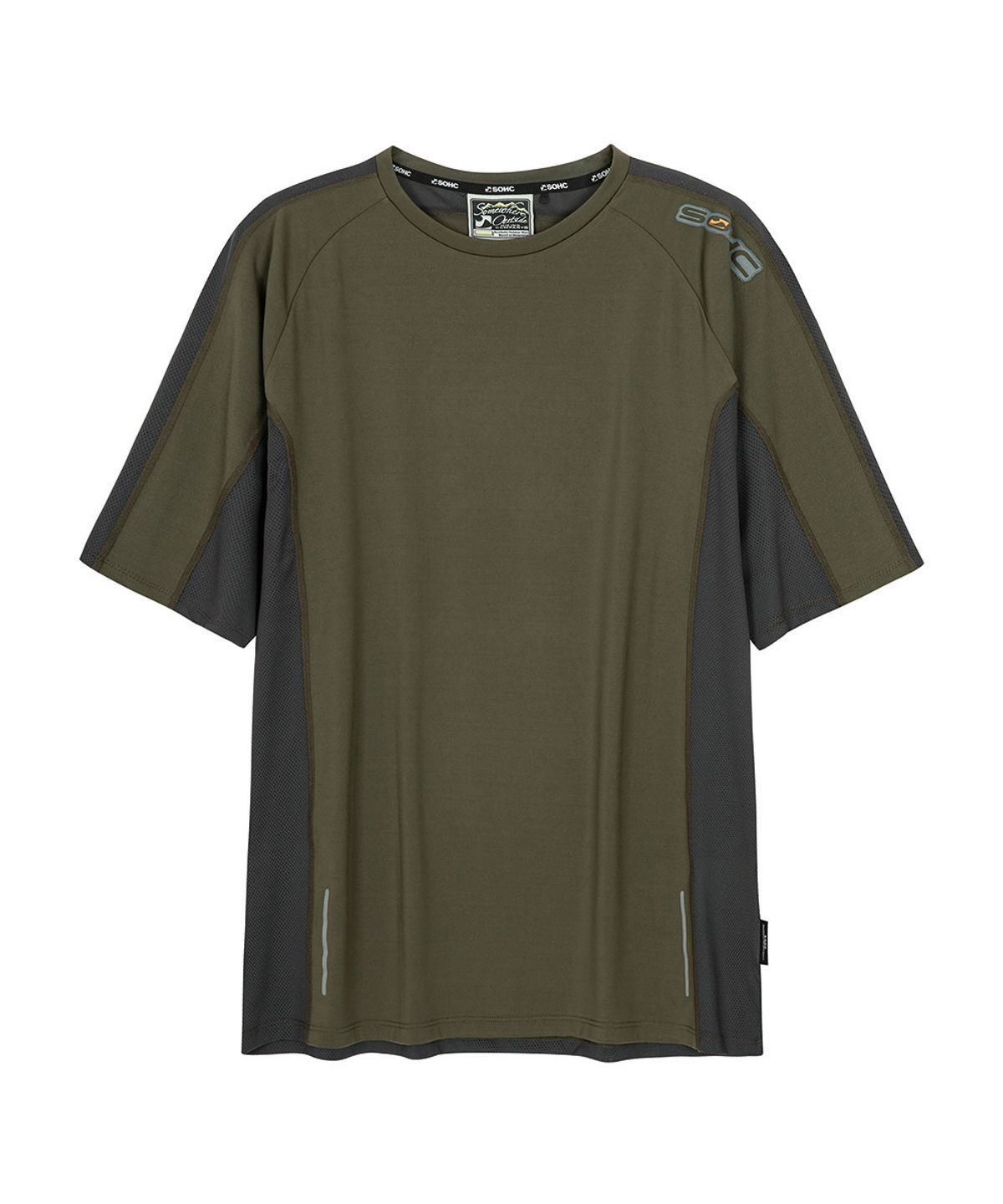 썸웨어 아웃사이드 하이킹 컴퍼니(SOMEWHERE OUTSIDE HIKING COMPANY) 메쉬 패널 하이킹 티셔츠_KHAKI
