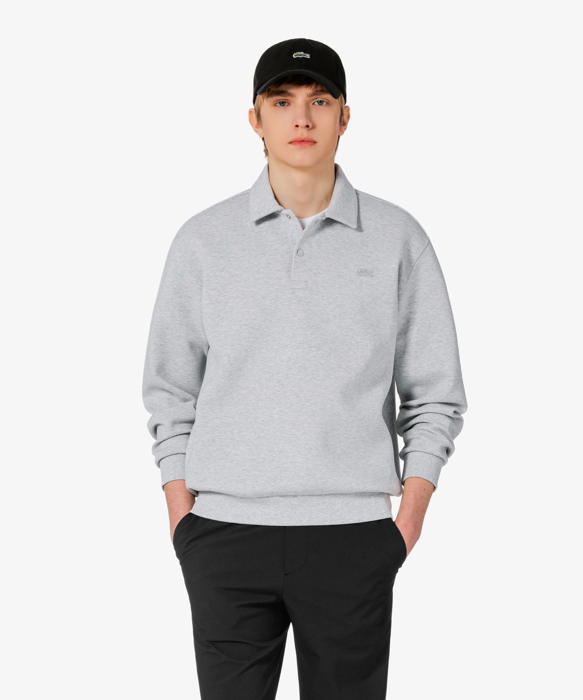 라코스테(LACOSTE) 남성 더블페이스 스냅 폴로형 스웻셔츠 SH423E-56G CCA