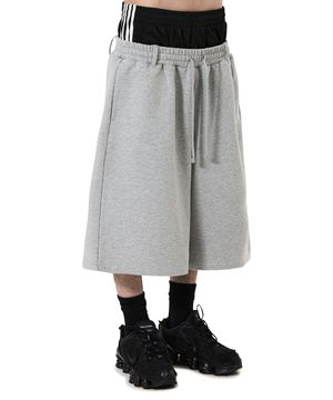 LAYERED WAIST SWEAT SHORTS - MELANGE
