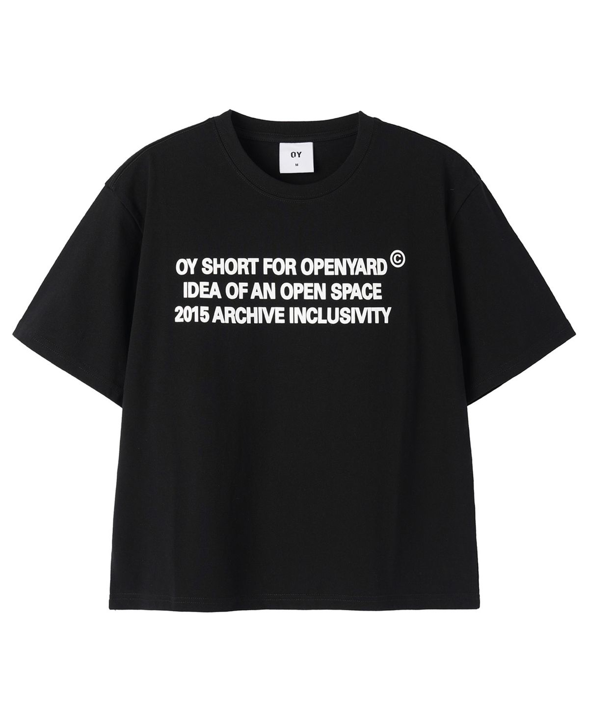 오픈야드(오와이)(OPENYARD(OY)) ARCHIVE TEXT CROP TEE - BLACK