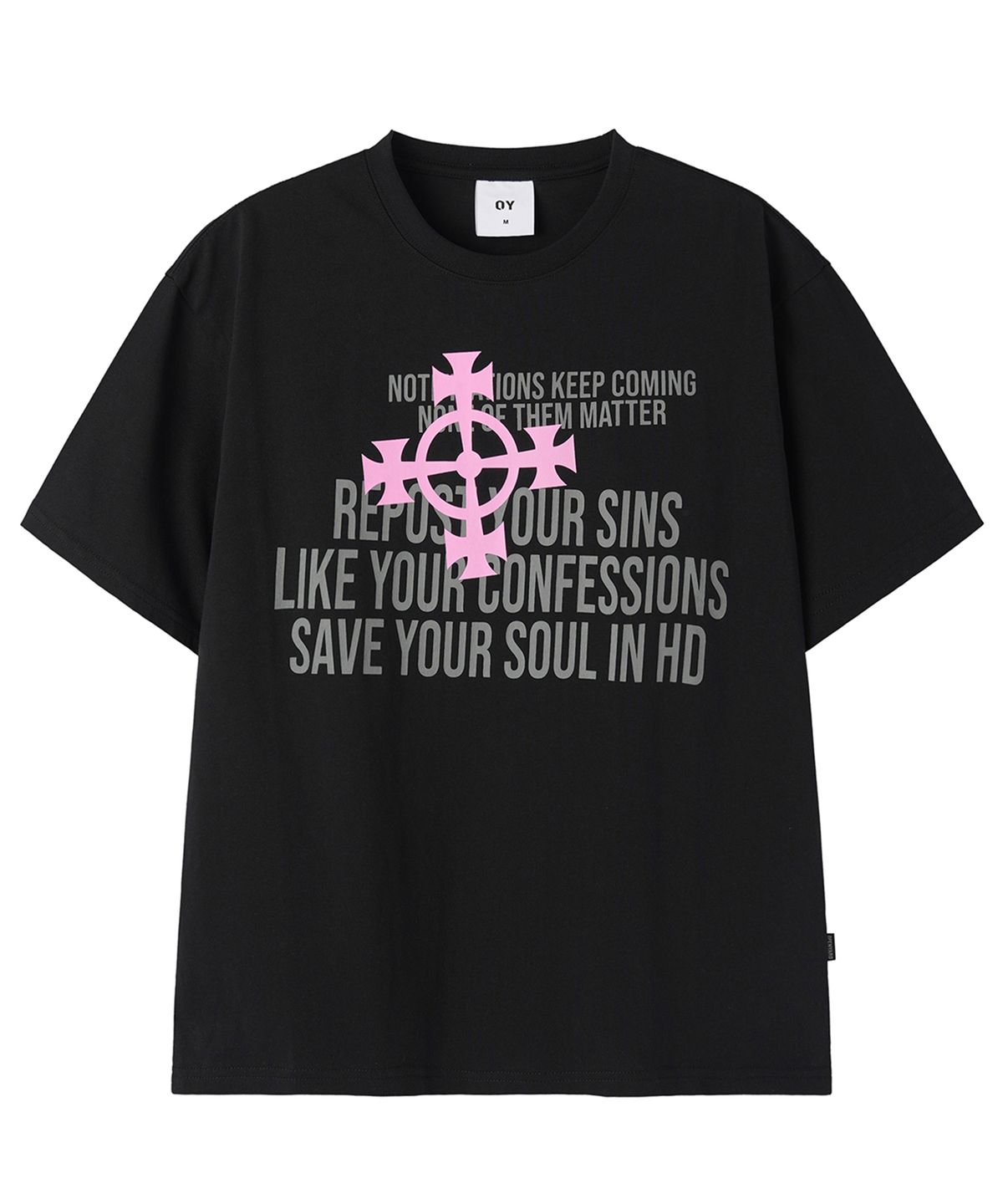 오픈야드(오와이)(OPENYARD(OY)) CROSS NOTIFICATIONS TEE - BLACK