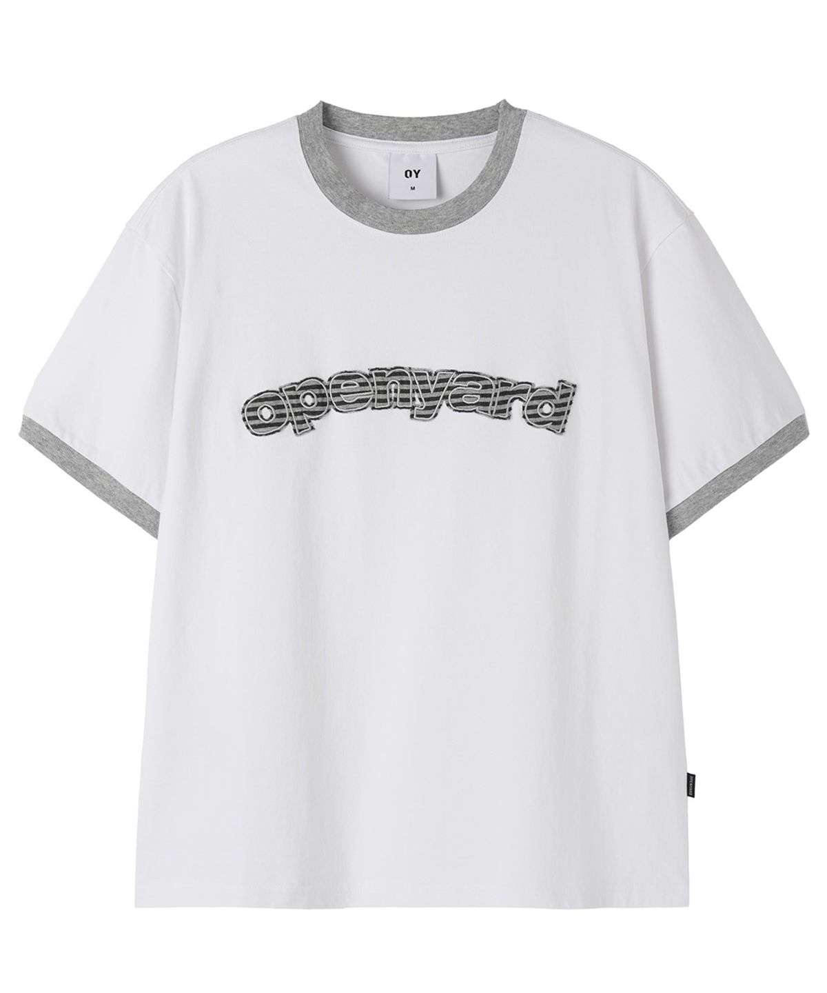 오픈야드(오와이)(OPENYARD(OY)) OPYD STRIPE PATCH RINGER TEE - WHITE