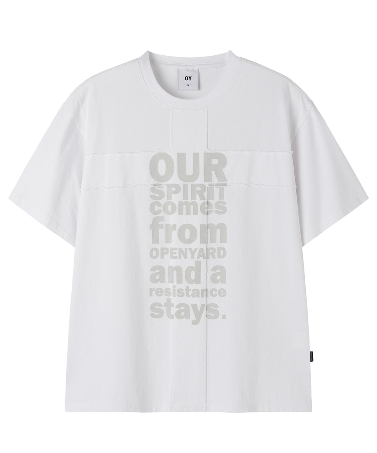 오픈야드(오와이)(OPENYARD(OY)) RESISTANCE CROSS PATCH TEE - WHITE